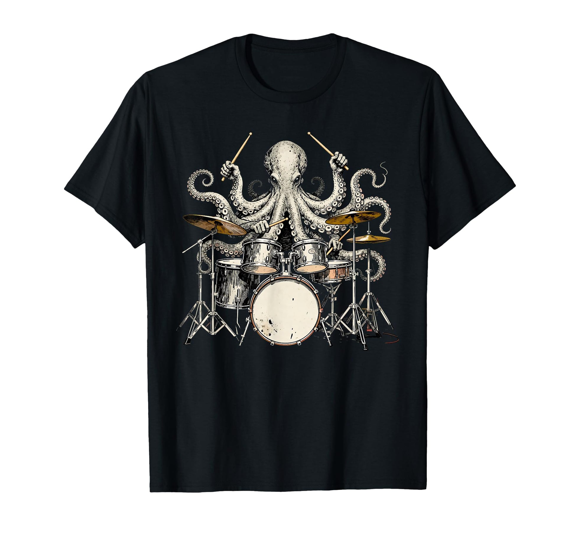 Octopus Playing Drums Funny Drummer T-Shirt - Aesthetic Graphic for Adults - T-Shirt, Sweatshirt, Hoodie