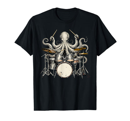Octopus Playing Drums Funny Drummer T-Shirt - Aesthetic Graphic for Adults - T-Shirt, Sweatshirt, Hoodie