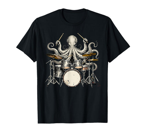 Octopus Playing Drums Funny Drummer T-Shirt - Aesthetic Graphic for Adults - T-Shirt, Sweatshirt, Hoodie
