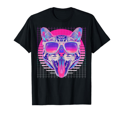 Bengal Sunglasses Cat Vaporwave T-Shirt - Casual Everyday Wear Unisex - T-Shirt, Sweatshirt, Hoodie