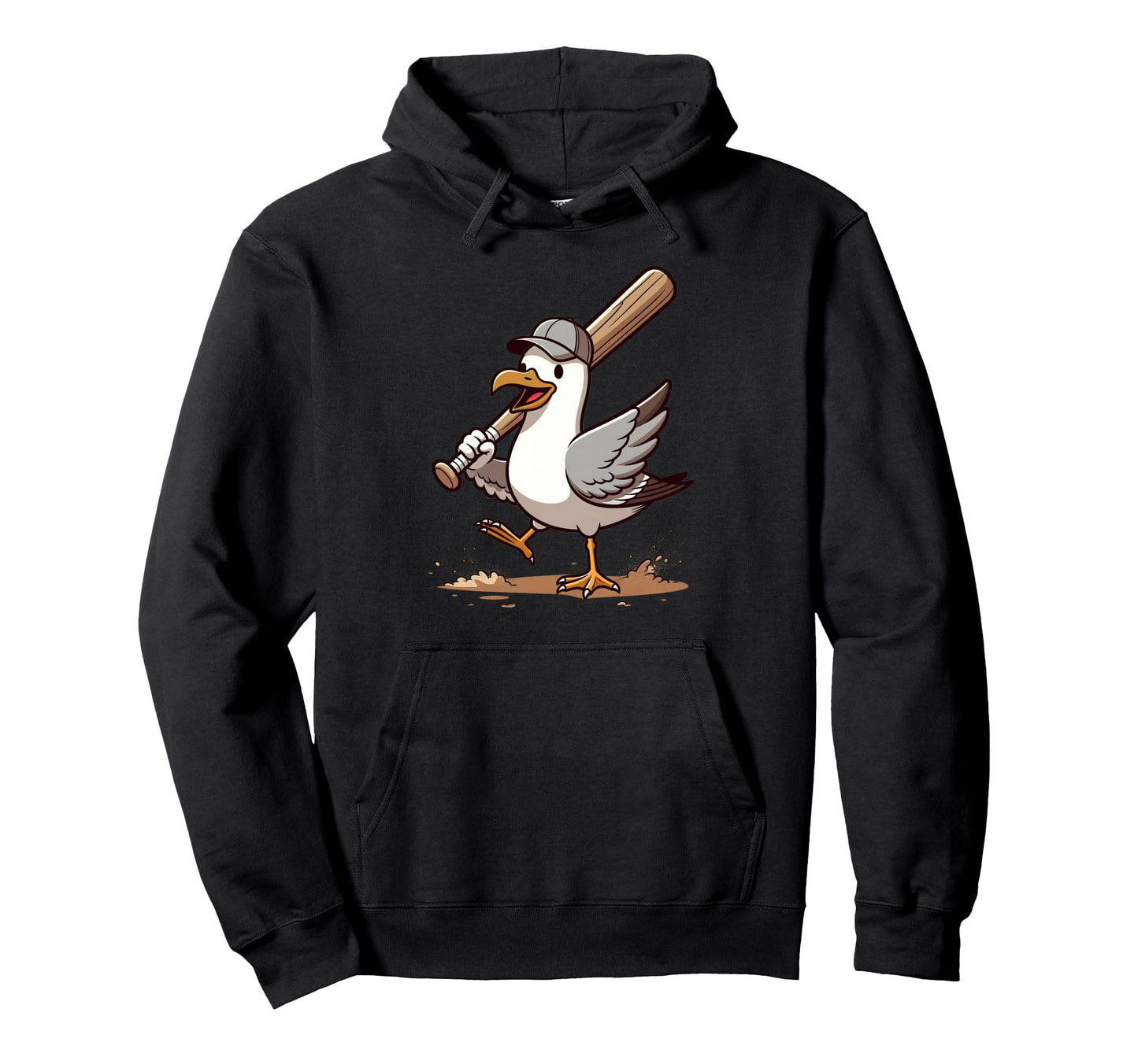 Funny Seagull Bird Playing Baseball Hoodie - Casual Everyday Wear Unisex - T-Shirt, Sweatshirt, Hoodie
