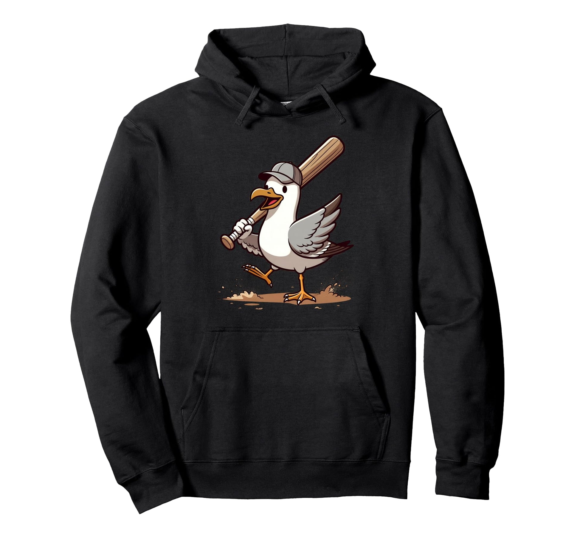 Funny Seagull Bird Playing Baseball Hoodie - Casual Everyday Wear Unisex - T-Shirt, Sweatshirt, Hoodie