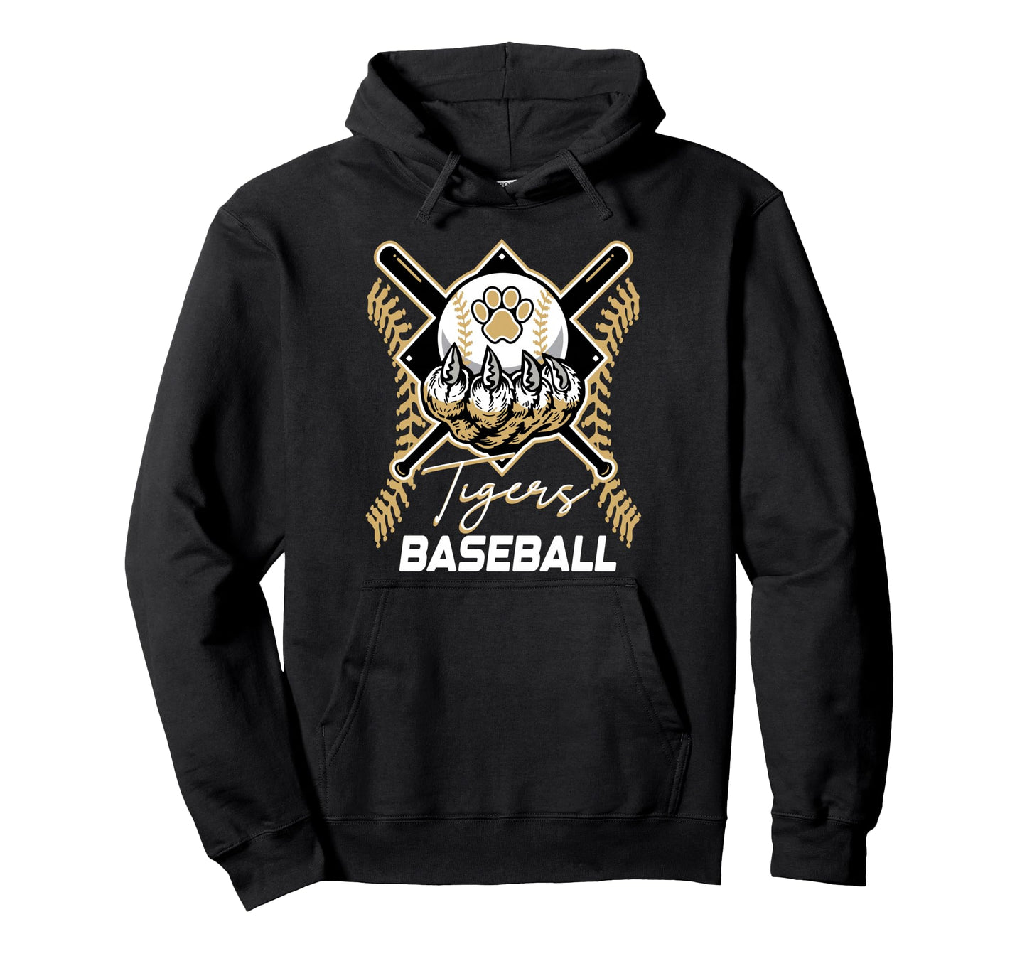 Tigers Baseball Mom Game Day Paw Gold Hoodie - Graphic Print for Adults - T-Shirt, Sweatshirt, Hoodie