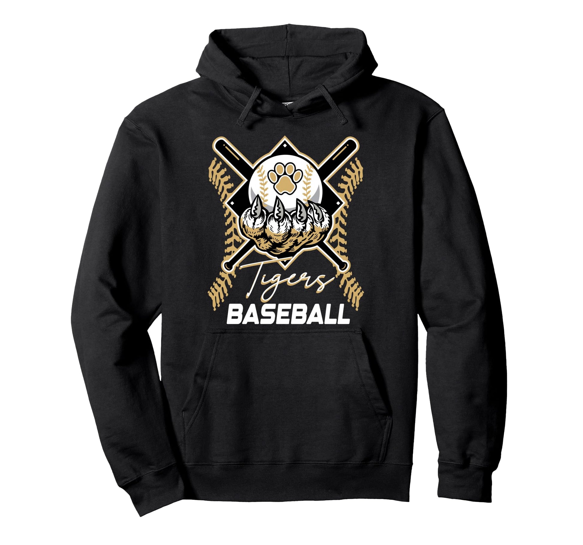 Tigers Baseball Mom Game Day Paw Gold Hoodie - Graphic Print for Adults - T-Shirt, Sweatshirt, Hoodie