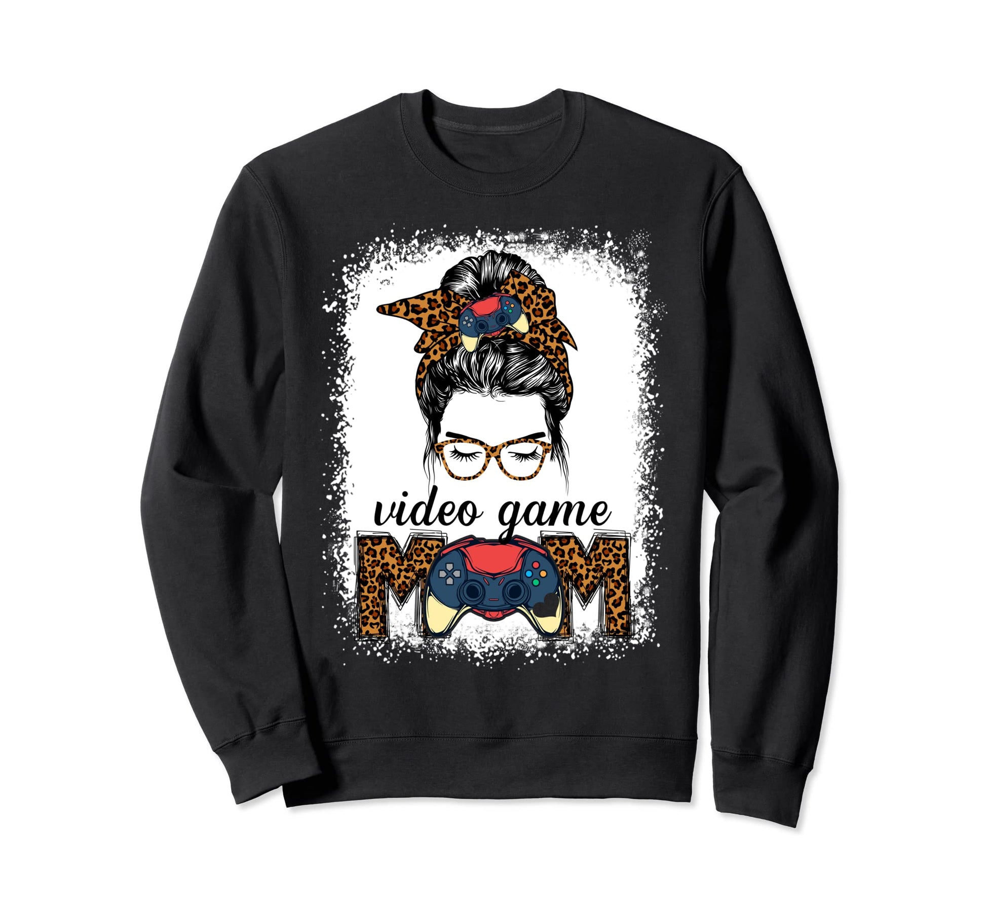 Video Game Mom Messy Bun Sweatshirt - Casual Everyday Wear Men Women - T-Shirt, Sweatshirt, Hoodie