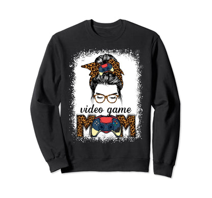 Video Game Mom Messy Bun Sweatshirt - Casual Everyday Wear Men Women - T-Shirt, Sweatshirt, Hoodie