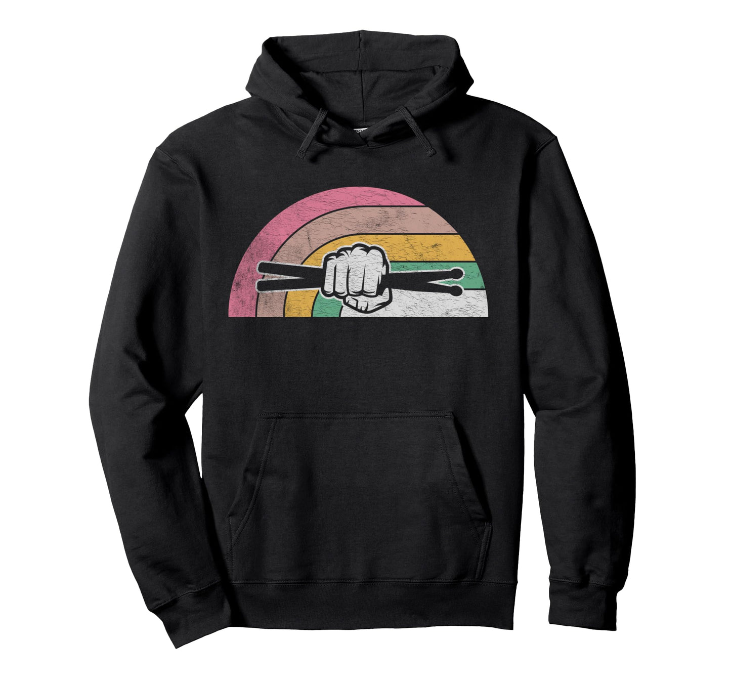 Drummer Hand Sticks Rainbow Beat Hoodie - Unique Graphic Men Women - T-Shirt, Sweatshirt, Hoodie