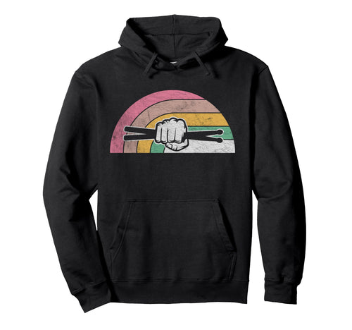 Drummer Hand Sticks Rainbow Beat Hoodie - Unique Graphic Men Women - T-Shirt, Sweatshirt, Hoodie