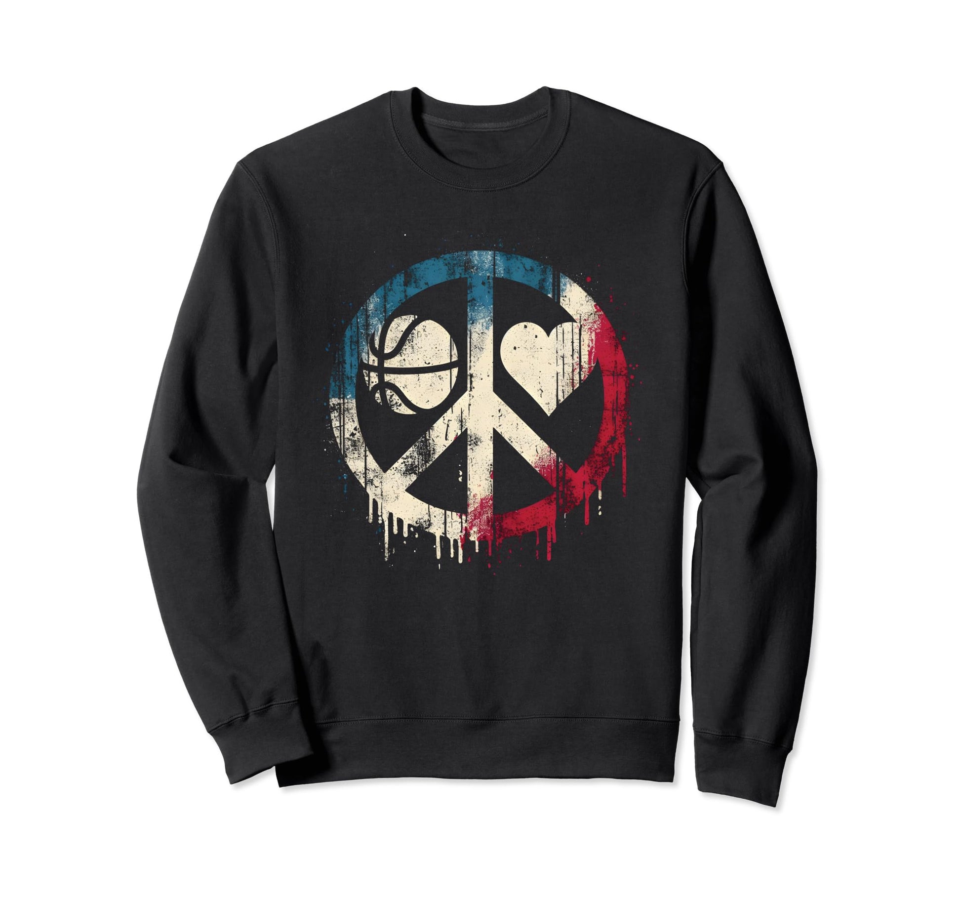 Peace Love And Basketball Peace Symbol Sweatshirt - Trendy Graphic Unisex - T-Shirt, Sweatshirt, Hoodie