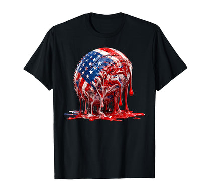 4Th July Baseball Melting Usa Flag T-Shirt - Streetwear Style for Adults - T-Shirt, Sweatshirt, Hoodie