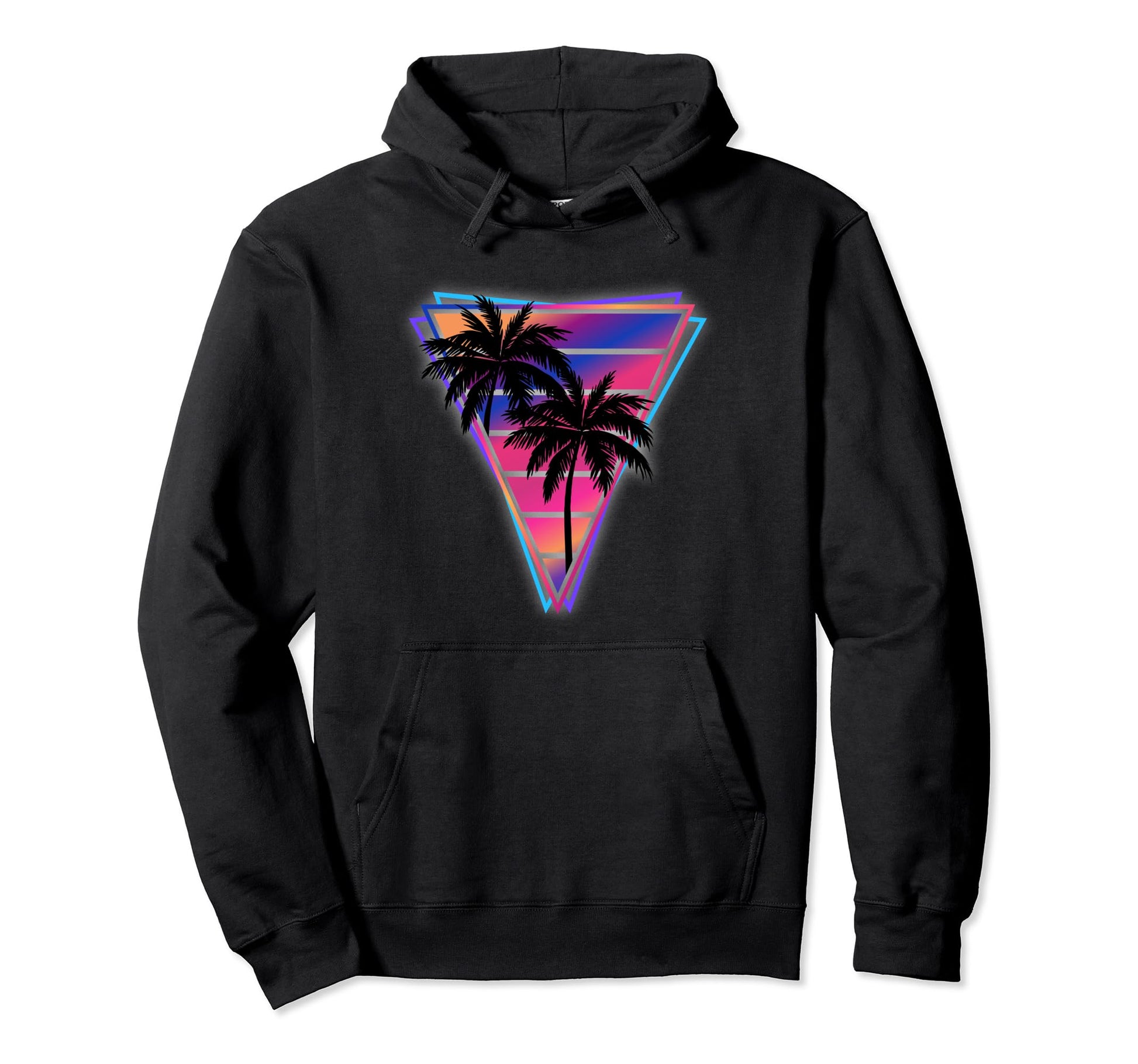 Synthwave Vaporwave Triangle Palm Hoodie - Aesthetic Graphic for Adults - T-Shirt, Sweatshirt, Hoodie