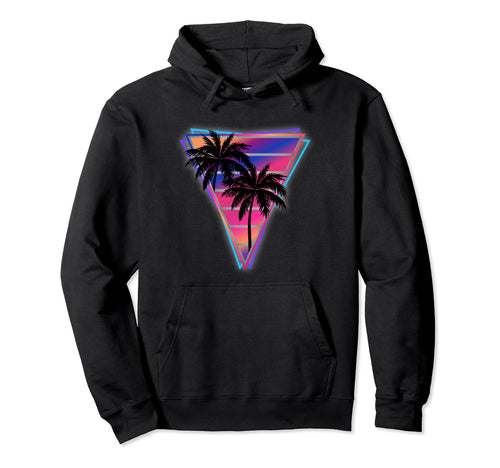 Synthwave Vaporwave Triangle Palm Hoodie - Aesthetic Graphic for Adults - T-Shirt, Sweatshirt, Hoodie