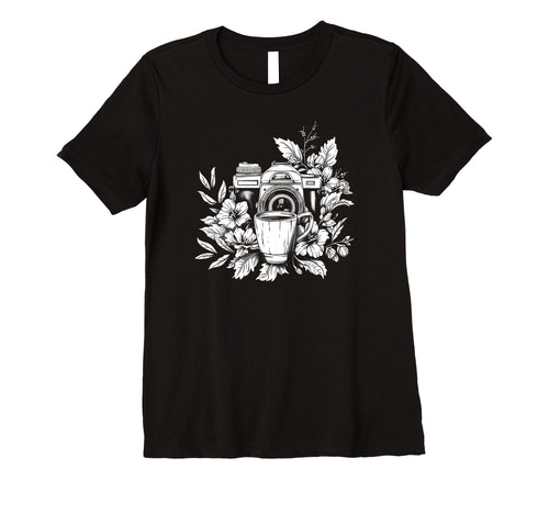 Womens Photographer Coffee Camera Flowers T-Shirt - Trendy Graphic Unisex - T-Shirt, Sweatshirt, Hoodie