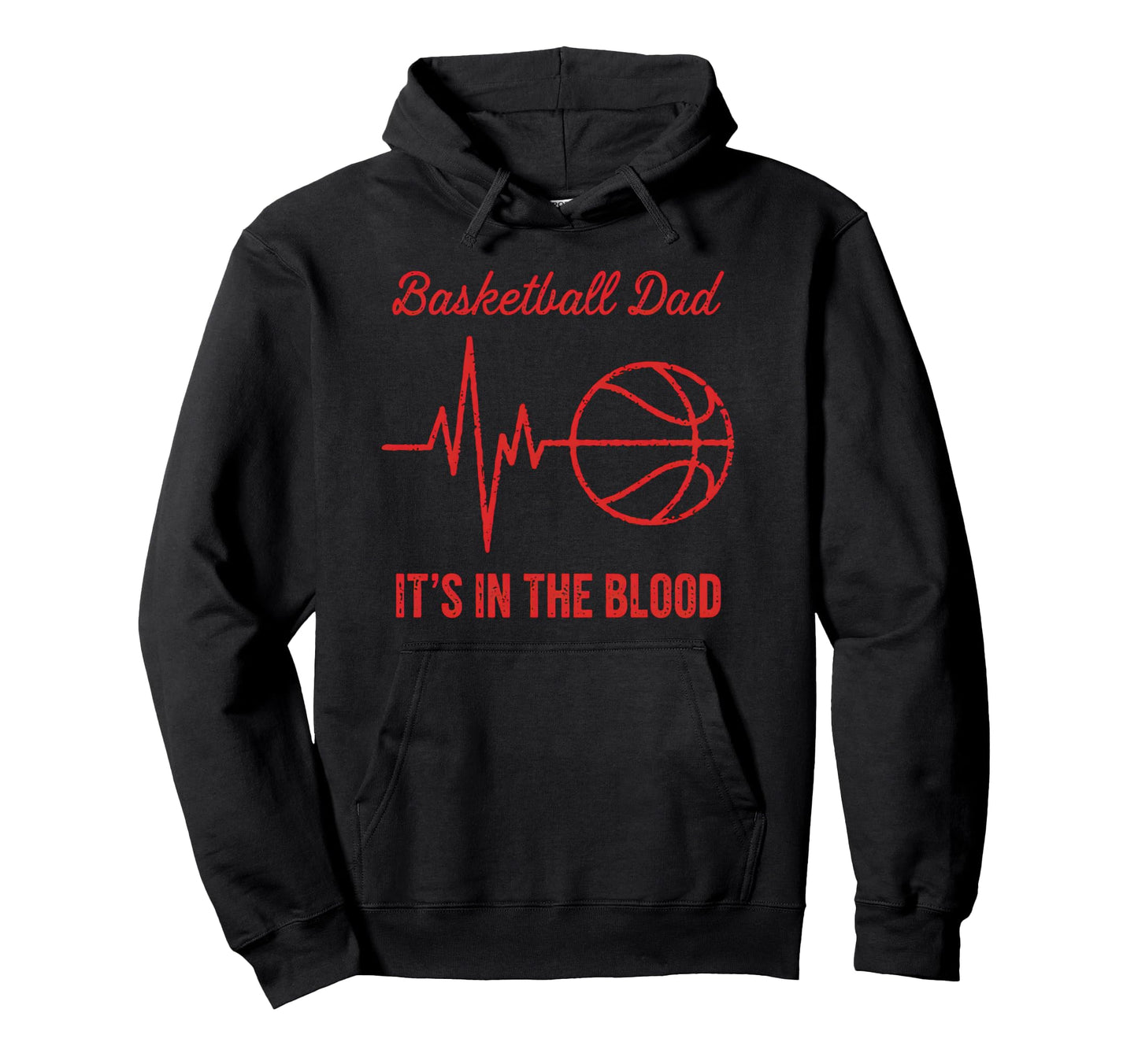 Basketball Dad Basketball Heartbeat Hoodie - Graphic Print Men Women - T-Shirt, Sweatshirt, Hoodie
