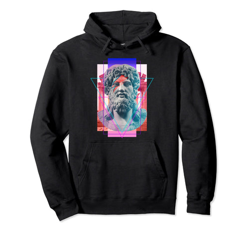 Vaporwave King Zues Statue Lightning Hoodie - Custom Art Print for Adults - T-Shirt, Sweatshirt, Hoodie