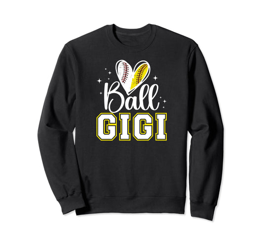 Ball Gigi Heart Baseball Softball Sweatshirt - Graphic Print for Adults - T-Shirt, Sweatshirt, Hoodie