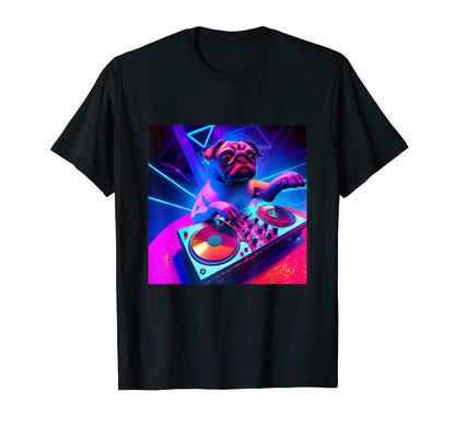 Pug Dj Vaporwave Aesthetic Dog T-Shirt - Casual Everyday Wear Men Women - T-Shirt, Sweatshirt, Hoodie