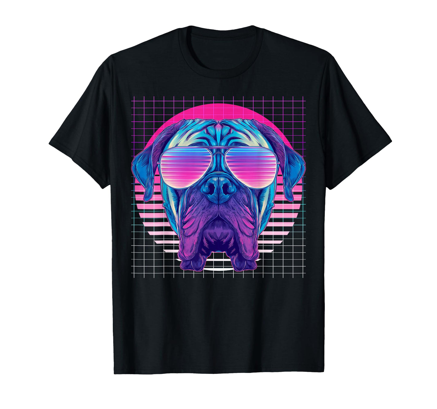 Bullmastiff Sunglasses Dog Vaporwave T-Shirt - Streetwear Style for Adults - T-Shirt, Sweatshirt, Hoodie