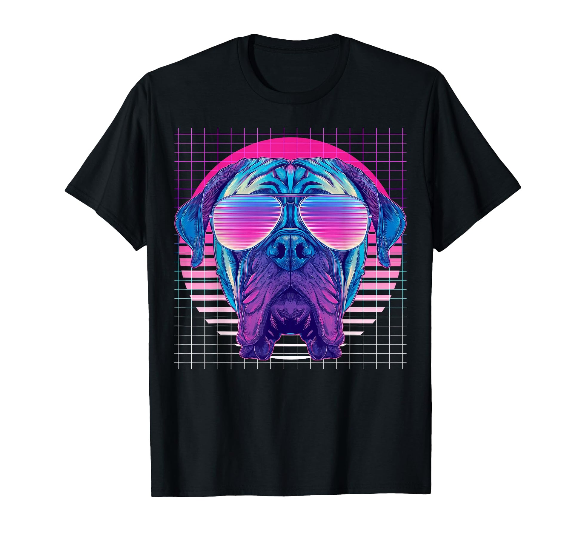 Bullmastiff Sunglasses Dog Vaporwave T-Shirt - Streetwear Style for Adults - T-Shirt, Sweatshirt, Hoodie