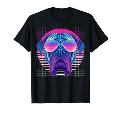 Bullmastiff Sunglasses Dog Vaporwave T-Shirt - Streetwear Style for Adults - T-Shirt, Sweatshirt, Hoodie