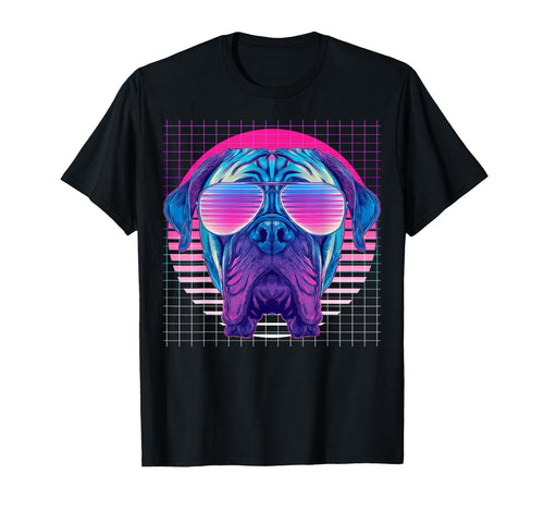 Bullmastiff Sunglasses Dog Vaporwave T-Shirt - Streetwear Style for Adults - T-Shirt, Sweatshirt, Hoodie