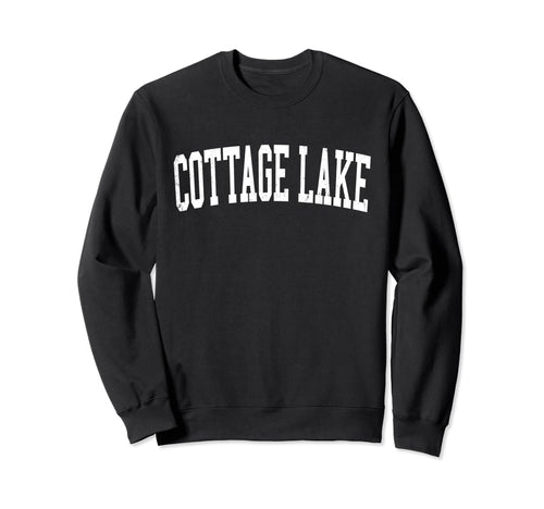 Cottage Lake Wa Distressed White Sweatshirt - Unique Graphic Men Women - T-Shirt, Sweatshirt, Hoodie