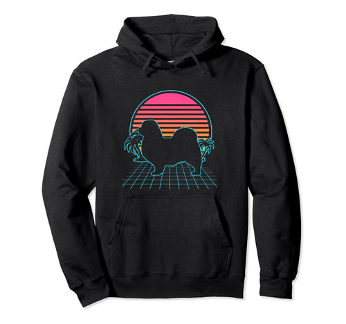 Tibetan Spaniel 80S Vaporwave Aesthetic Dog Hoodie - Trendy Graphic Unisex - T-Shirt, Sweatshirt, Hoodie