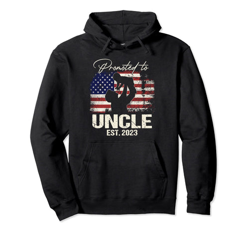 Promoted To Uncle Est 2023 American Hoodie - Custom Art Print Men Women - T-Shirt, Sweatshirt, Hoodie