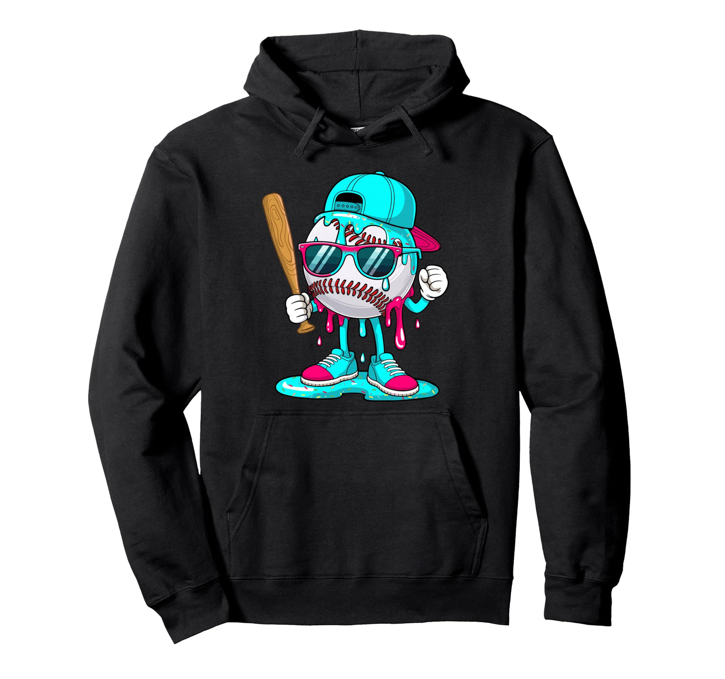 Funny Dripping Baseball Sunglasses Hoodie - Minimalist Print Men Women - T-Shirt, Sweatshirt, Hoodie