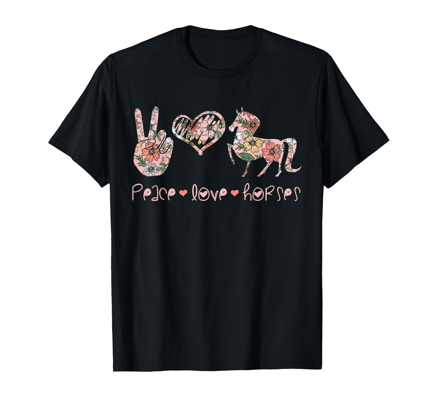 Funny Horse Lover Gifts Peace Love Horses T-Shirt - Minimalist Print Unisex - T-Shirt, Sweatshirt, Hoodie