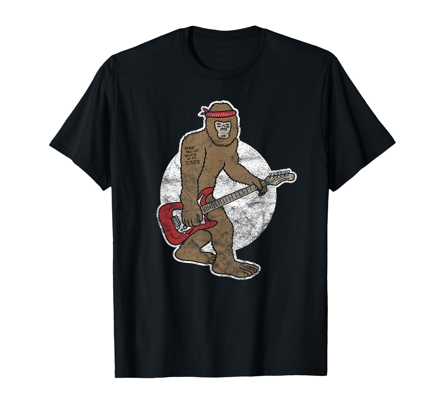Sasquatch Bigfoot Guitar Rocknroll T-Shirt - Minimalist Print Unisex - T-Shirt, Sweatshirt, Hoodie
