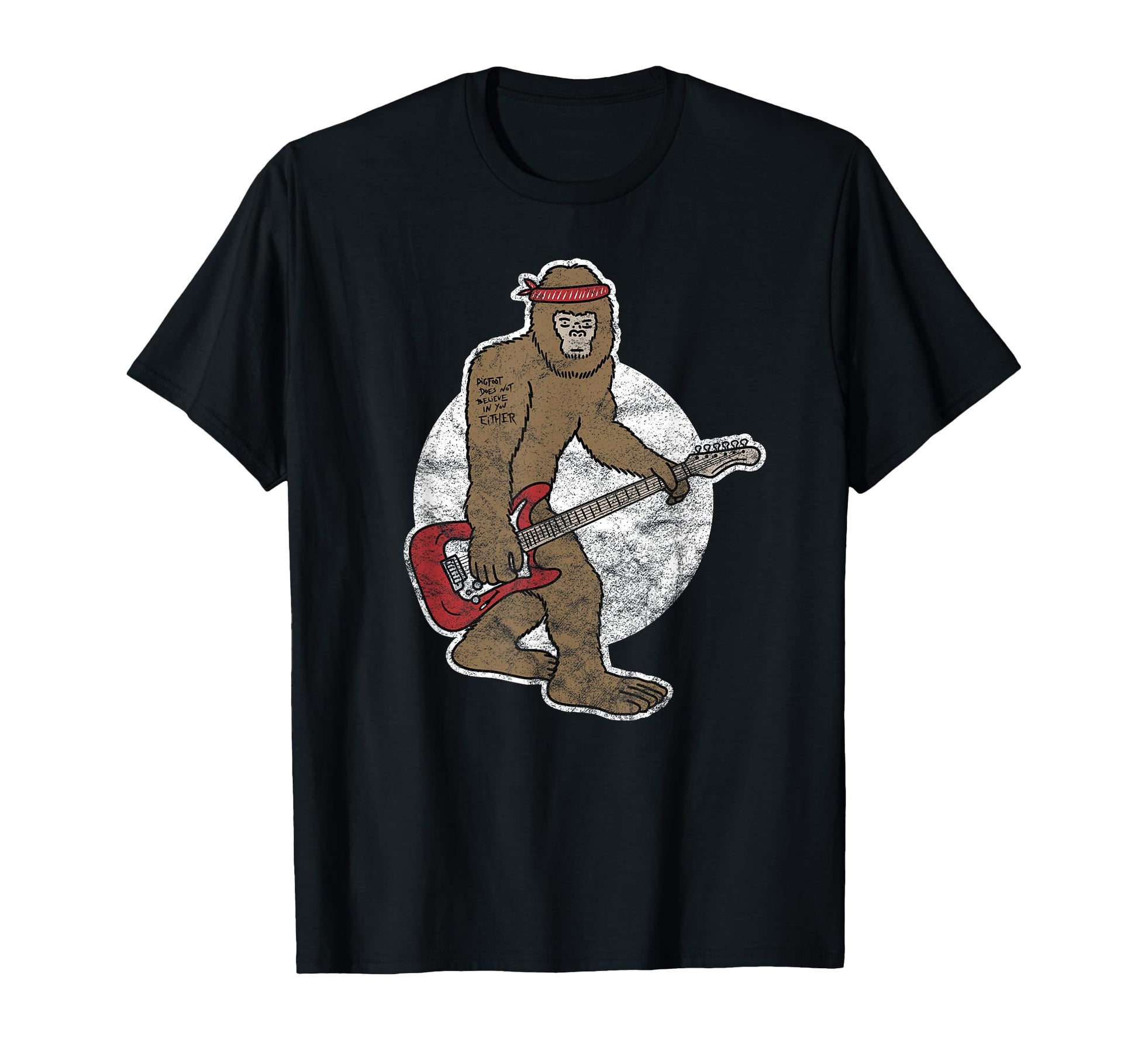 Sasquatch Bigfoot Guitar Rocknroll T-Shirt - Minimalist Print Unisex - T-Shirt, Sweatshirt, Hoodie