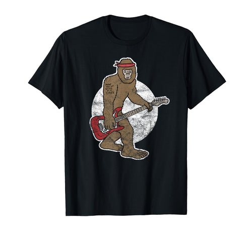 Sasquatch Bigfoot Guitar Rocknroll T-Shirt - Minimalist Print Unisex - T-Shirt, Sweatshirt, Hoodie