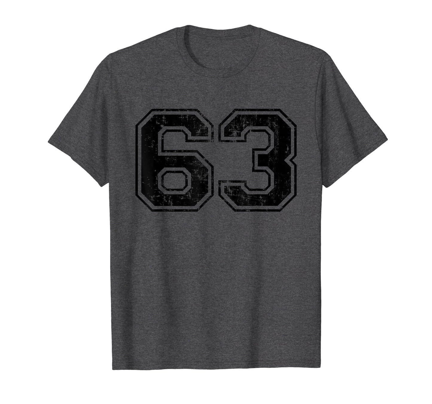 Number 63 Varsity Distressed Sport T-Shirt - Minimalist Print Men Women - T-Shirt, Sweatshirt, Hoodie