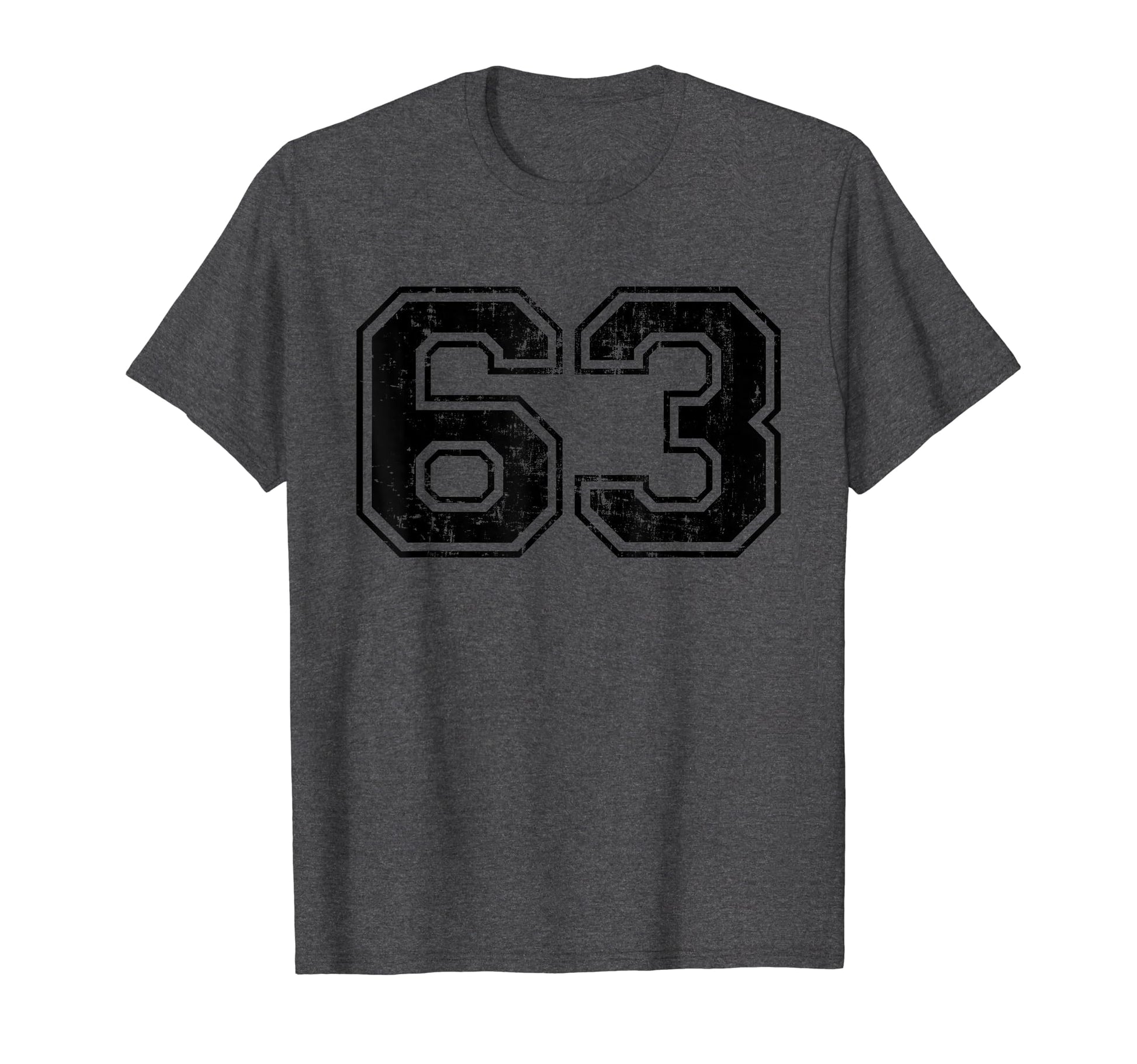 Number 63 Varsity Distressed Sport T-Shirt - Minimalist Print Men Women - T-Shirt, Sweatshirt, Hoodie