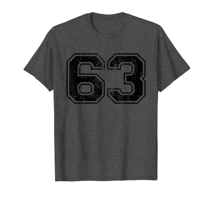 Number 63 Varsity Distressed Sport T-Shirt - Minimalist Print Men Women - T-Shirt, Sweatshirt, Hoodie
