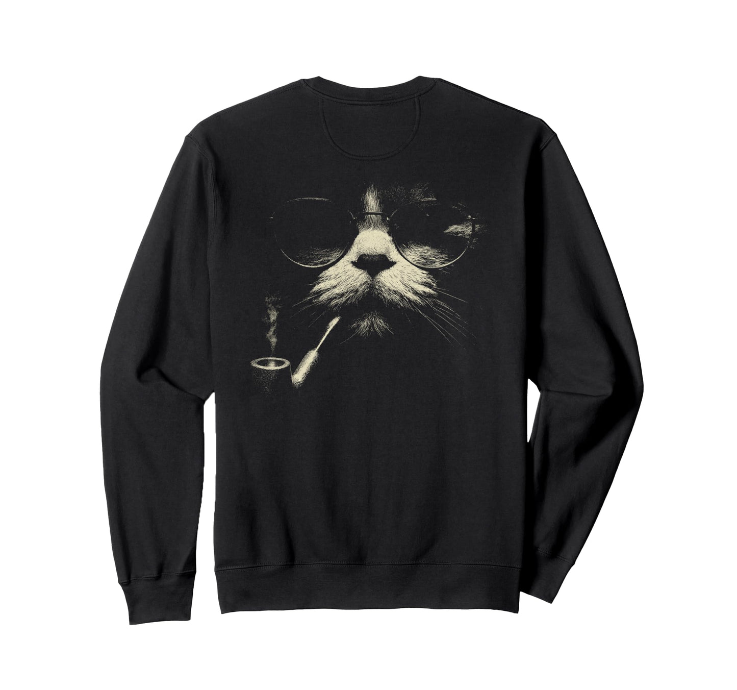 Tabby Cat Smoking Cigarette Grunge Sweatshirt - Minimalist Print Men Women - T-Shirt, Sweatshirt, Hoodie