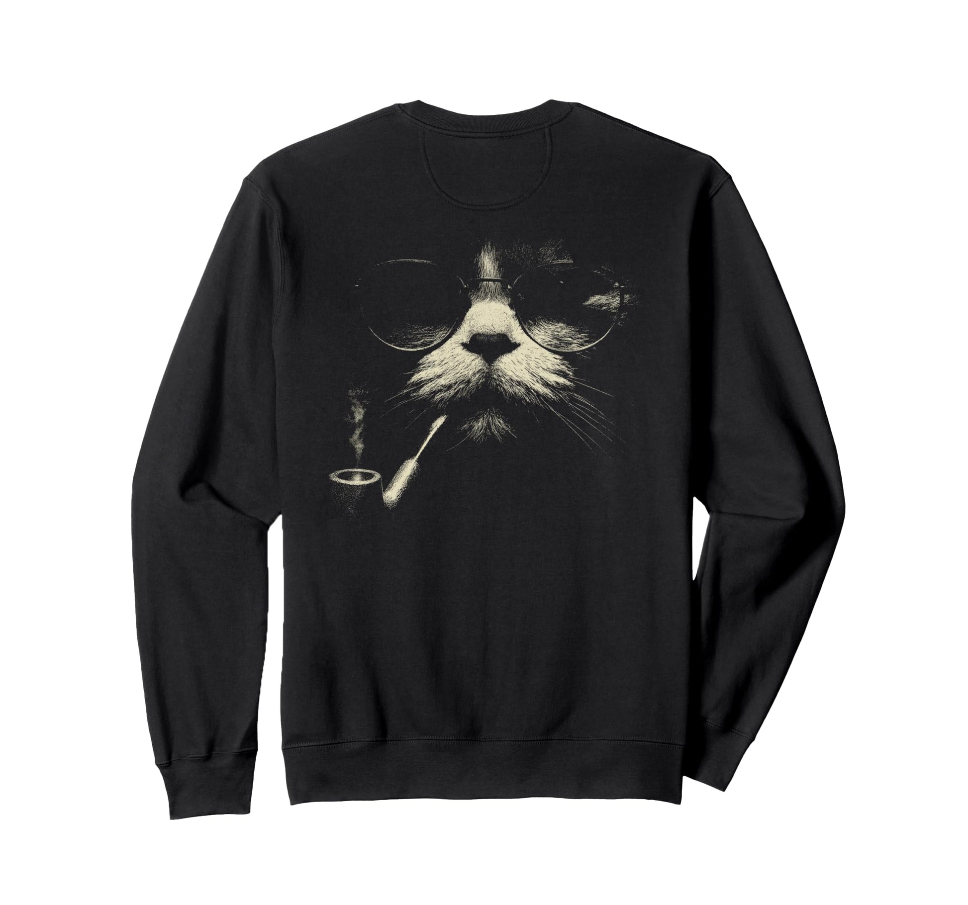 Tabby Cat Smoking Cigarette Grunge Sweatshirt - Minimalist Print Men Women - T-Shirt, Sweatshirt, Hoodie