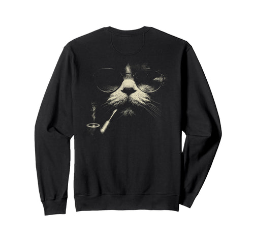 Tabby Cat Smoking Cigarette Grunge Sweatshirt - Minimalist Print Men Women - T-Shirt, Sweatshirt, Hoodie