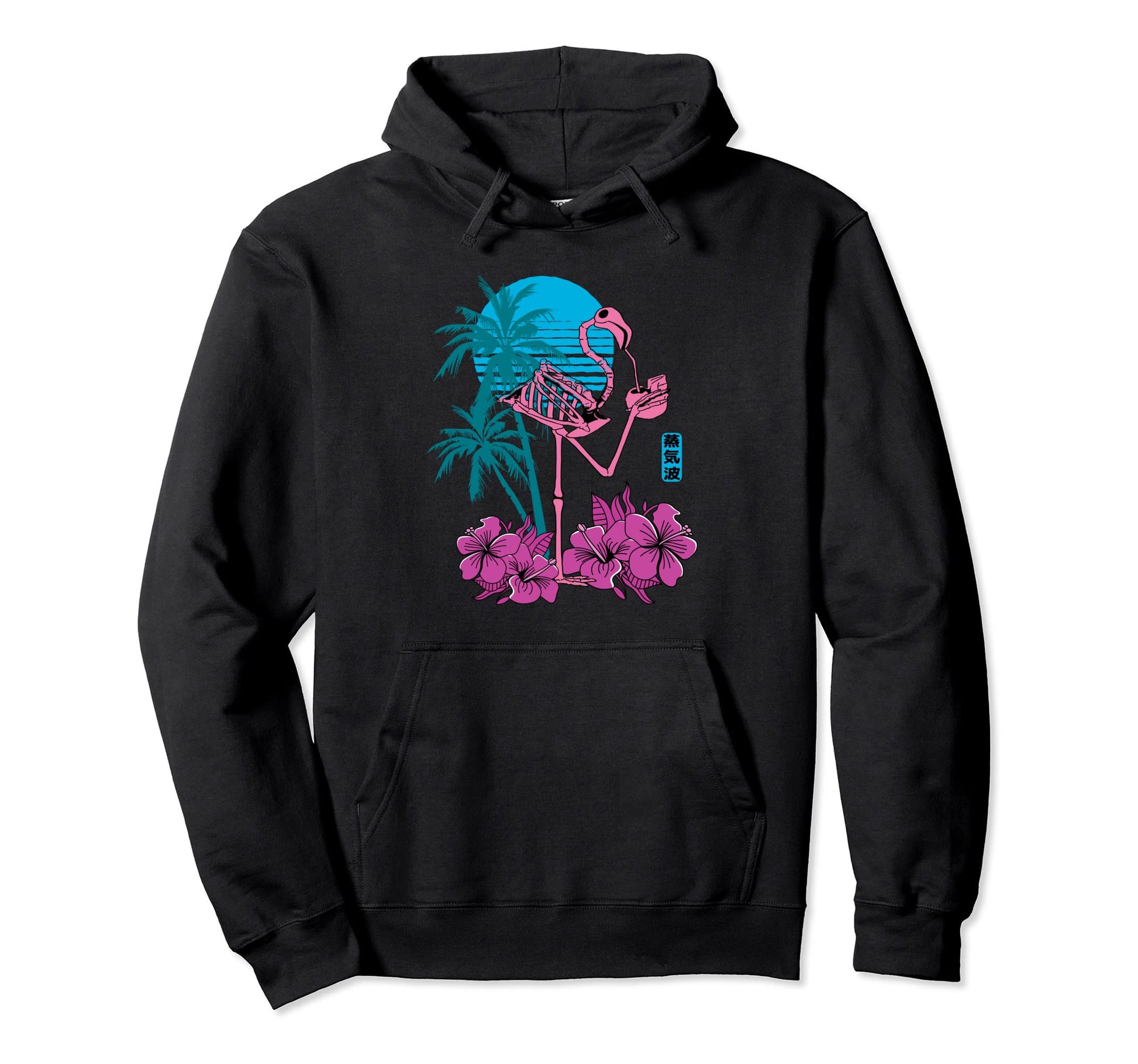 Flamingo Skeleton Flower Funny Crazy Hoodie - Trendy Graphic Unisex - T-Shirt, Sweatshirt, Hoodie