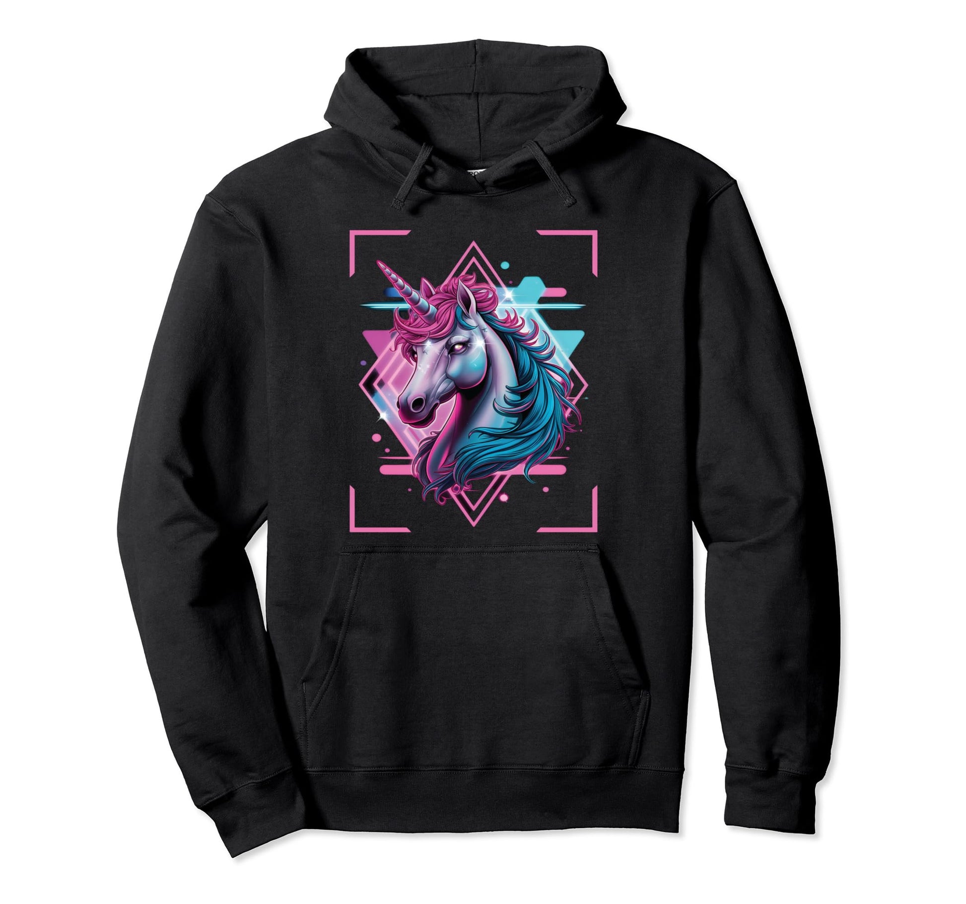 Retrowave Unicorn Aesthetic Vaporwave Hoodie - Custom Art Print Unisex - T-Shirt, Sweatshirt, Hoodie