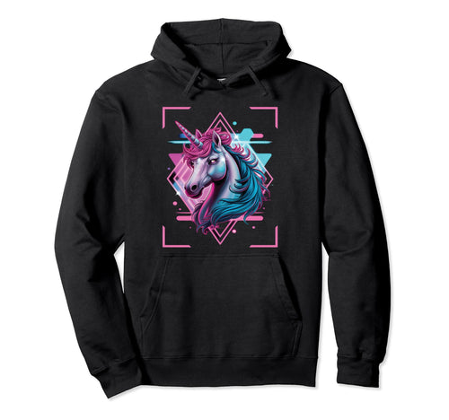 Retrowave Unicorn Aesthetic Vaporwave Hoodie - Custom Art Print Unisex - T-Shirt, Sweatshirt, Hoodie