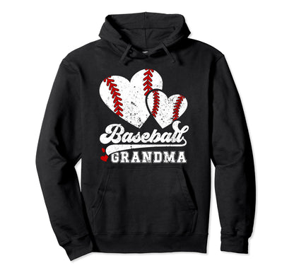 Baseball Grandma Hearts Grandma Hoodie - Aesthetic Graphic Men Women - T-Shirt, Sweatshirt, Hoodie