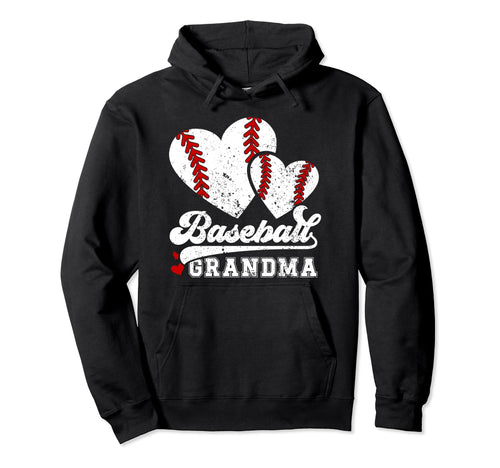 Baseball Grandma Hearts Grandma Hoodie - Aesthetic Graphic Men Women - T-Shirt, Sweatshirt, Hoodie