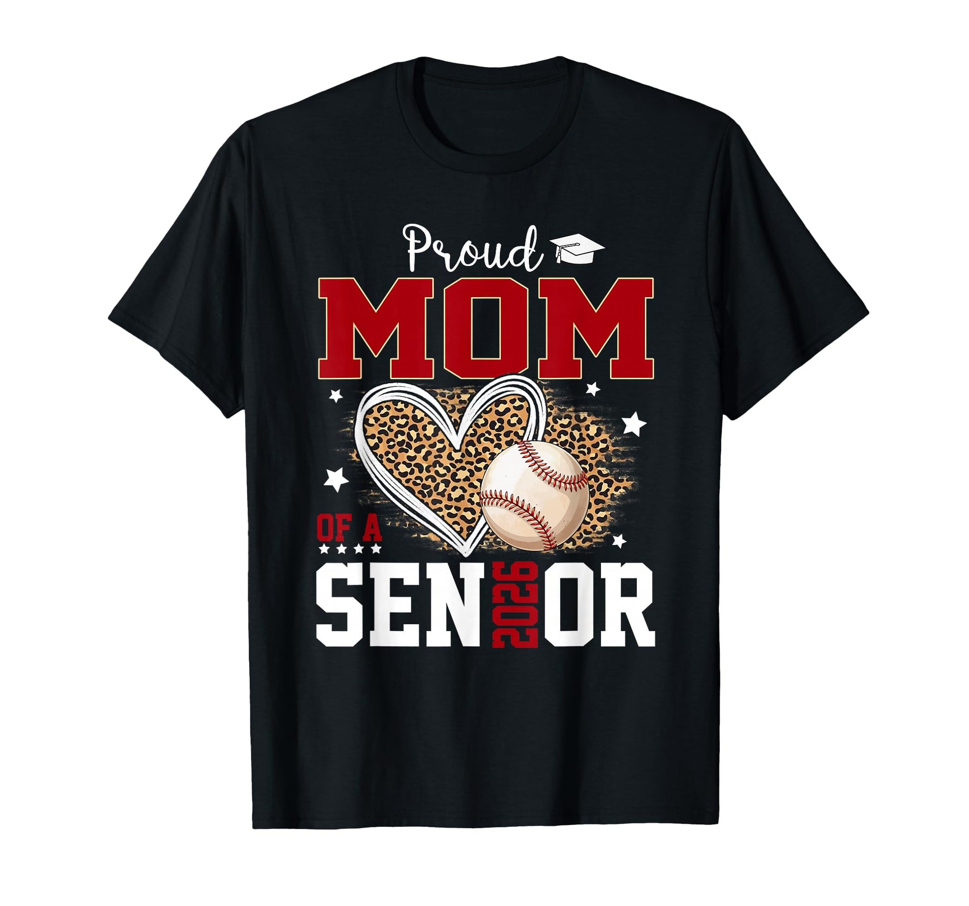 Proud Mom Senior 2026 Leopard Baseball T-Shirt - Aesthetic Graphic Unisex - T-Shirt, Sweatshirt, Hoodie