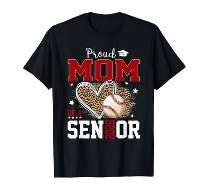 Proud Mom Senior 2026 Leopard Baseball T-Shirt - Aesthetic Graphic Unisex - T-Shirt, Sweatshirt, Hoodie