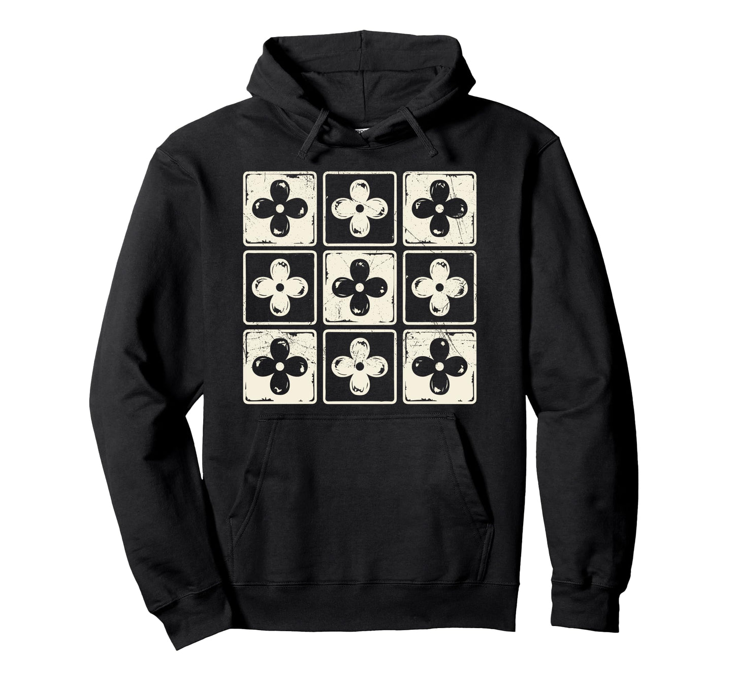 Colorful Checkered Flowers Tees Boho Hoodie - Novelty Apparel Unisex - T-Shirt, Sweatshirt, Hoodie