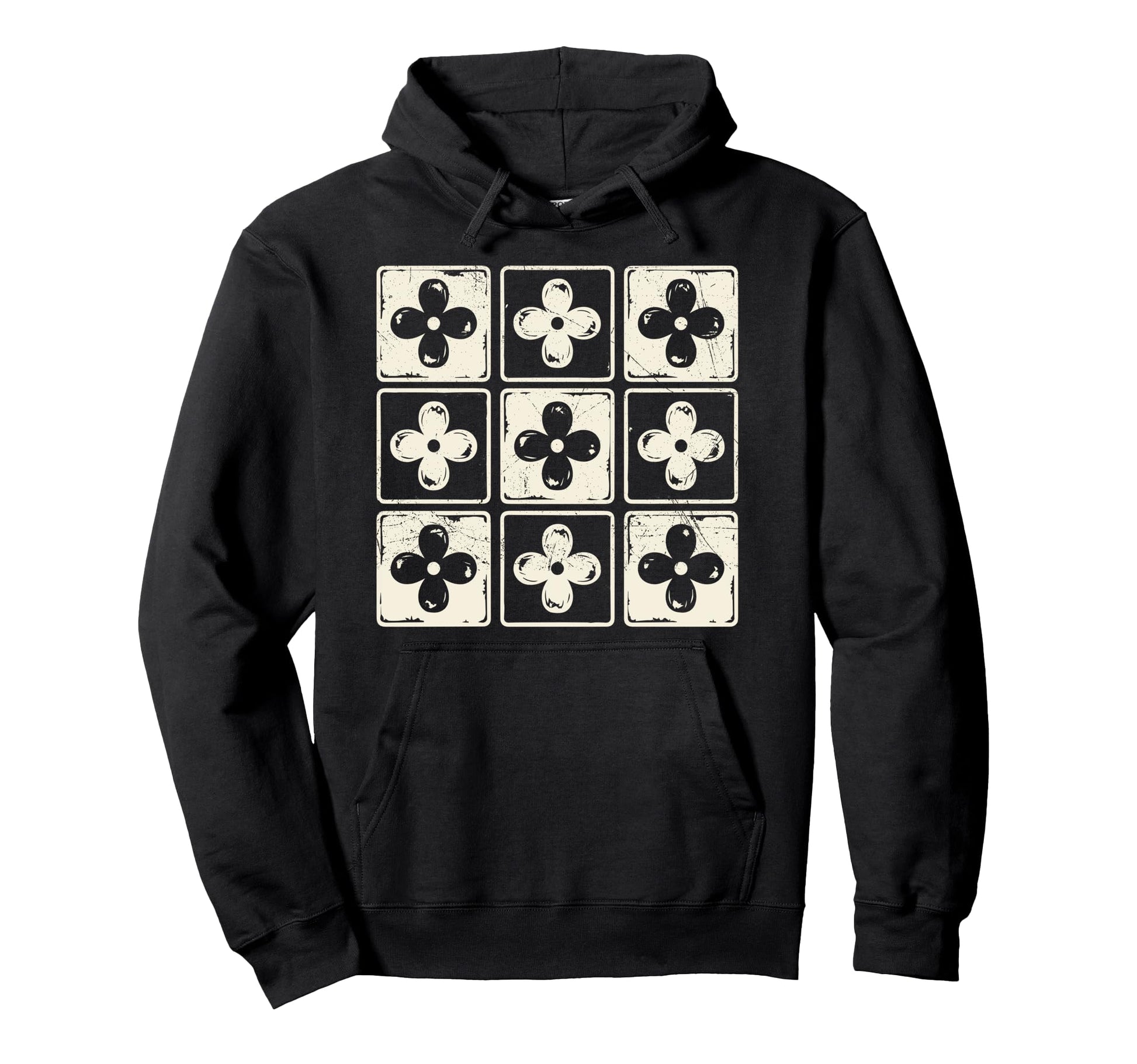 Colorful Checkered Flowers Tees Boho Hoodie - Novelty Apparel Unisex - T-Shirt, Sweatshirt, Hoodie
