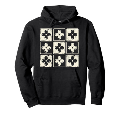 Colorful Checkered Flowers Tees Boho Hoodie - Novelty Apparel Unisex - T-Shirt, Sweatshirt, Hoodie