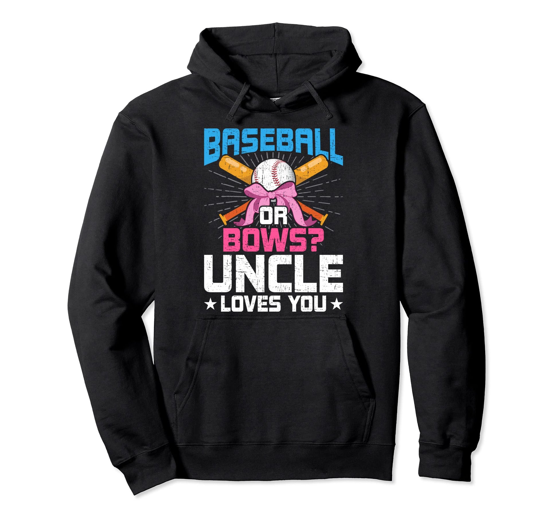 Baseball Or Bows Uncle Loves You Hoodie - Minimalist Print Men Women - T-Shirt, Sweatshirt, Hoodie